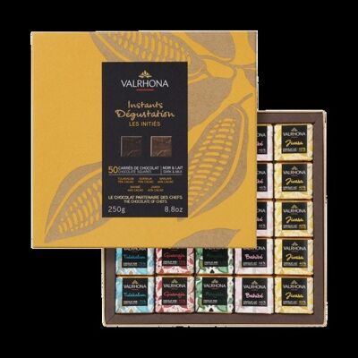 Schachtel mit 50 VALRHONA INITIIERTEN QUADRATISCHEN 250gr