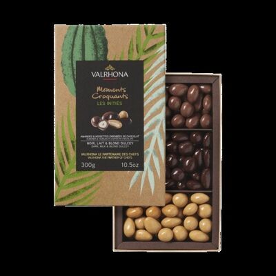 Assortment box LES INITIES Almonds and Hazelnuts Dark, Milk and Dulcey chocolate 300gr VALRHONA
