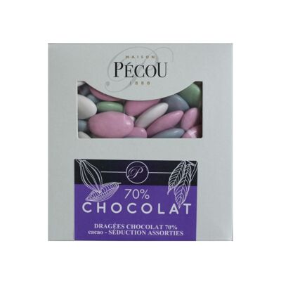 CHOCOLATE DRAGEES. ASSORTED 70% COCOA. KG PECOU
