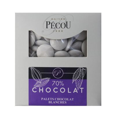 CHOCO PALLETS. WHITE 70% COCOA . KG PECOU