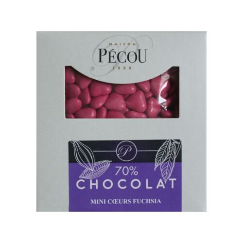 MINI COEURS CHOCO.. FUCSHIA 70% CACAO . KG PECOU