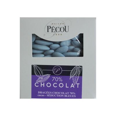 DRAGEES CHOCOLAT BLEUE 70% CACAO . KG PECOU