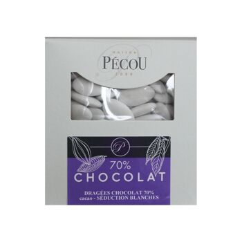 DRAGEES CHOCOLAT. BLANC 70% CACAO . KG PECOU