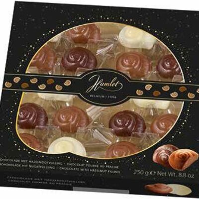Escargots pralinés aux chocolats assortis, boite de 250gr, HAMLET CHOCOLAT