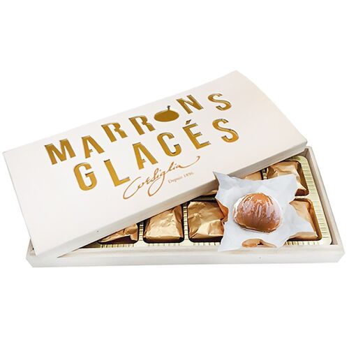 Marrons glacés 8 pièces TURIN coffret bois 160gr