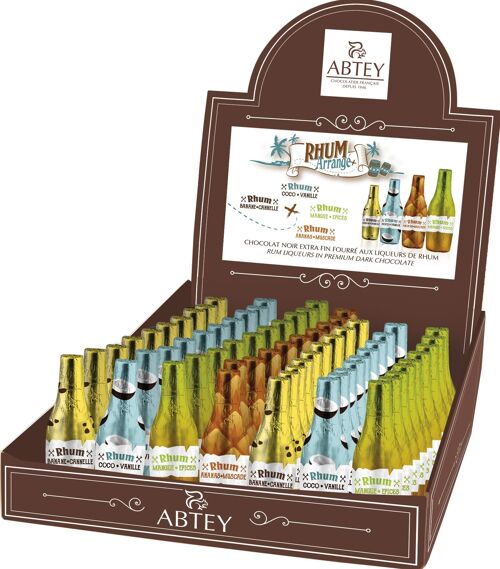 Bouteilles chocolat à liqueurs x 70 ABTEY, 910gr