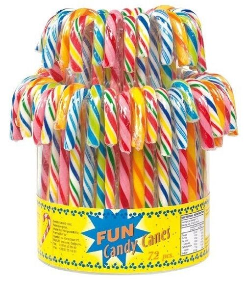 CANDY CANES FRUITS. TUBO DE 1kg (72p-12.8cm)