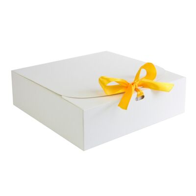 Pack of 12 Square, White Box with Yellow Bow Ribbon