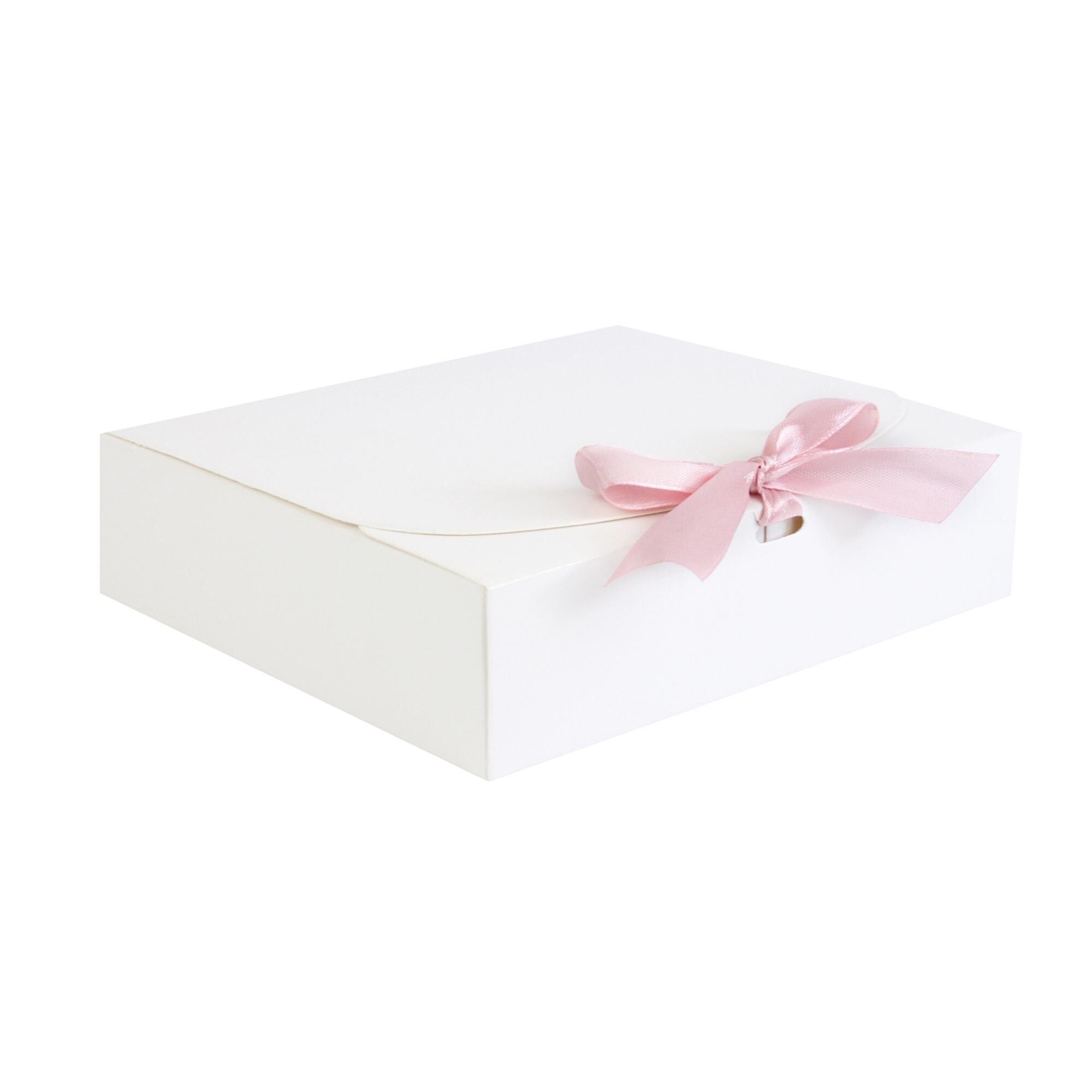 Confezione da 12 scatole Kraft bianche con fiocco rosa baby
