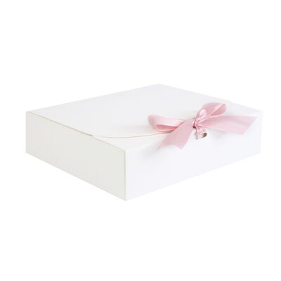 Pack of 12 White Kraft Box with Baby Pink Bow Ribbon