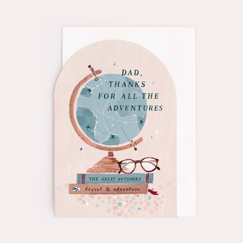 Birthday Cards "Dad Adventures" Globe | Male Birthday Card | Birthday Card for Dad | Greeting Cards