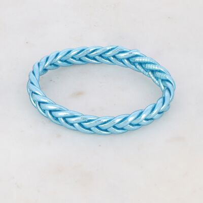 Bracciale rigido buddista intrecciato taglia L - Azzurro