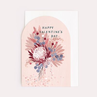 Carte de Saint Valentin | Carte d'amour florale | Bouquet de fleurs séchées
