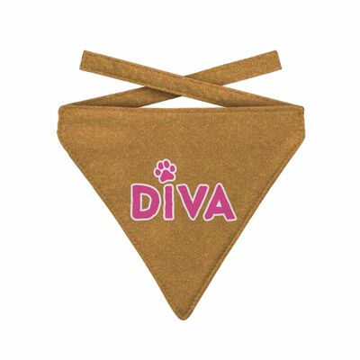 Bandana Dog S Diva Glitter Gold