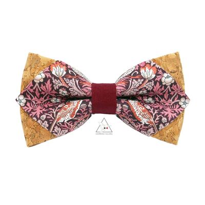 Burgundy bow tie in Liberty Strawberry Herrera Valera fabric