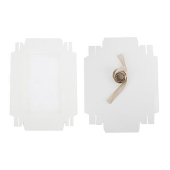 Lot de 12 Boîtes Kraft Blanc avec Couvercle Transparent et Ruban Ivoire 3