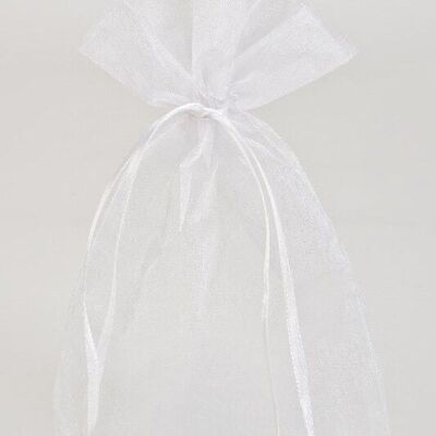 Borsa in organza, 16 x 12 cm, colore: bianco, PU 10/100/2