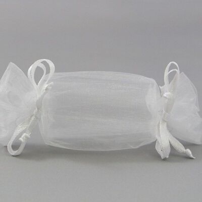 Sachet en organza en forme de bonbon avec incrustation en PVC, couleur :