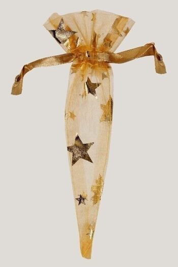 Sac cône en organza, avec motif étoile, couleur : or