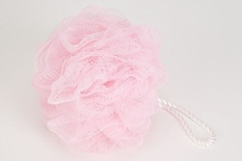 Netzschwamm mit Kordel weiß, 40g, Farbe: rosa, VE