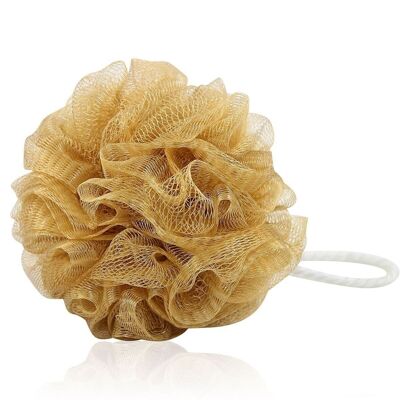 Mesh sponge with white cord, 40g, colour: gold, PU