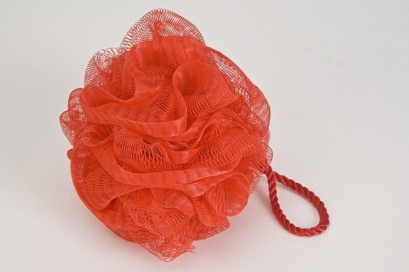 Spugna a rete con cordino rosso, 40 g, colore: rosso, PU 24