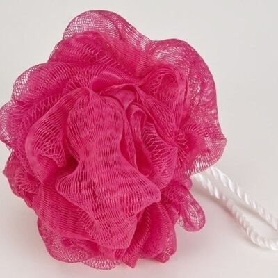 Esponja de malla con cordón blanco, 40g, color: rosa, PU