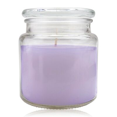 Bougie parfumée en verre avec couvercle, 330g, lilas