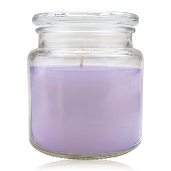 Bougie parfumée en verre avec couvercle, 330g, lilas