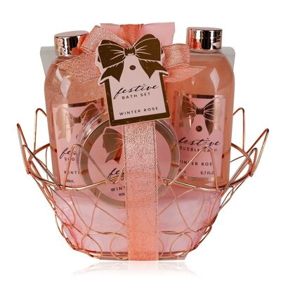 FESTIVE bath set in an oval wire basket, incl. 165ml D