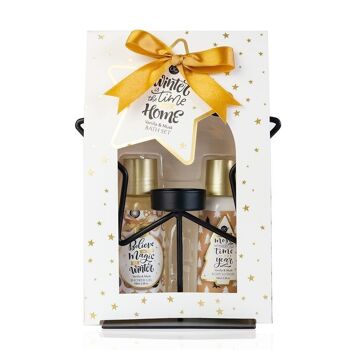 Ensemble de bain WINTER MAGIC dans une boîte cadeau avec bougeoir