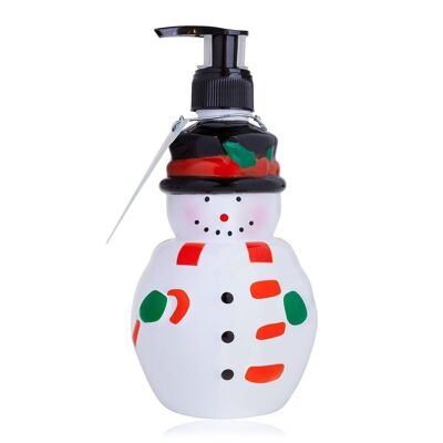 Hand soap SNOW WORRIES in pump dispenser in the shape of a snowman, soap dispenser with liquid soap