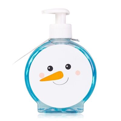 Jabón de manos SNOW WORRIES en dispensador con bomba, motivo: muñeco de nieve, dispensador de jabón con jabón líquido