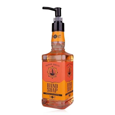 Jabón de manos SABOR RON en botella de ron, 480ml, aroma: ron, dispensador de jabón con jabón líquido