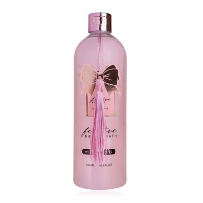 Bain moussant FESTIVE en bouteille avec pompon décoratif, Winter Rose