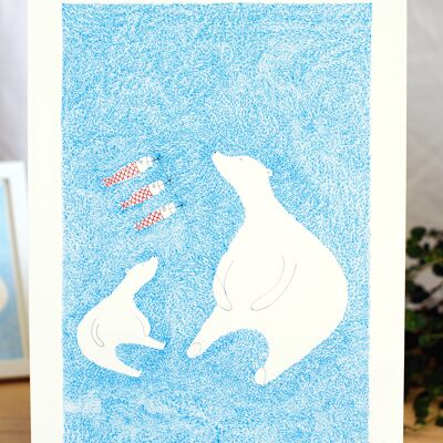 LARGE A3 POSTER Polar bear - made in France