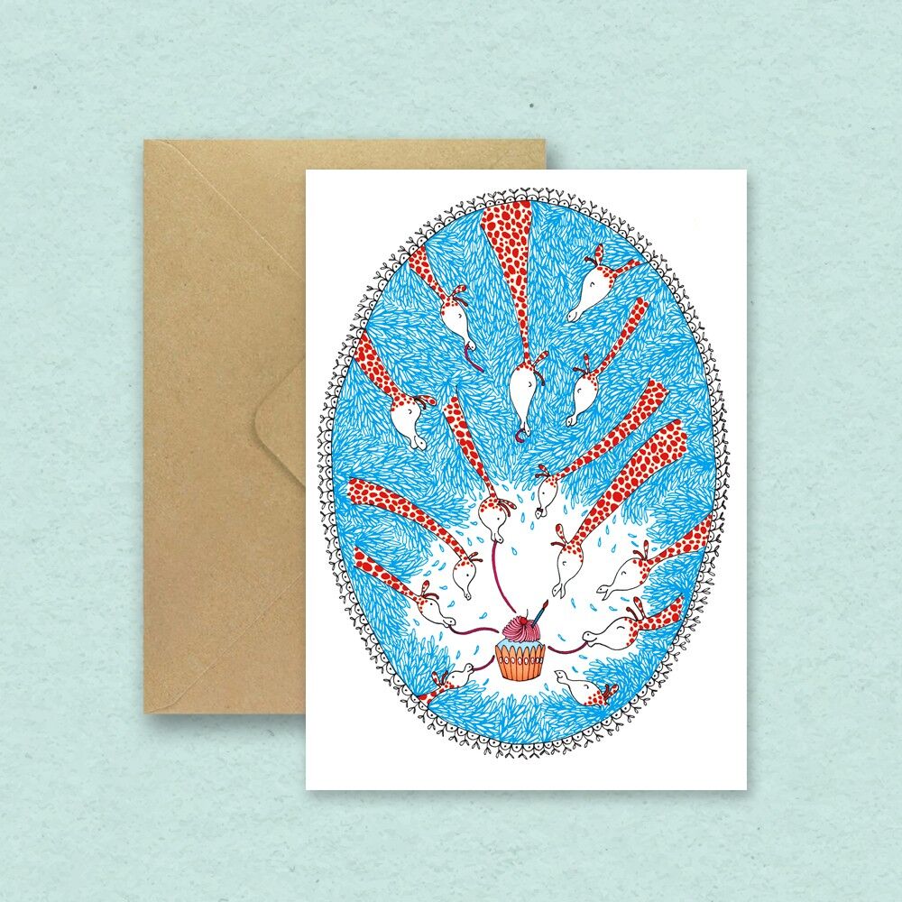 Biglietto d'auguri Giraffe - con busta riciclata e busta trasparente biodegradabile