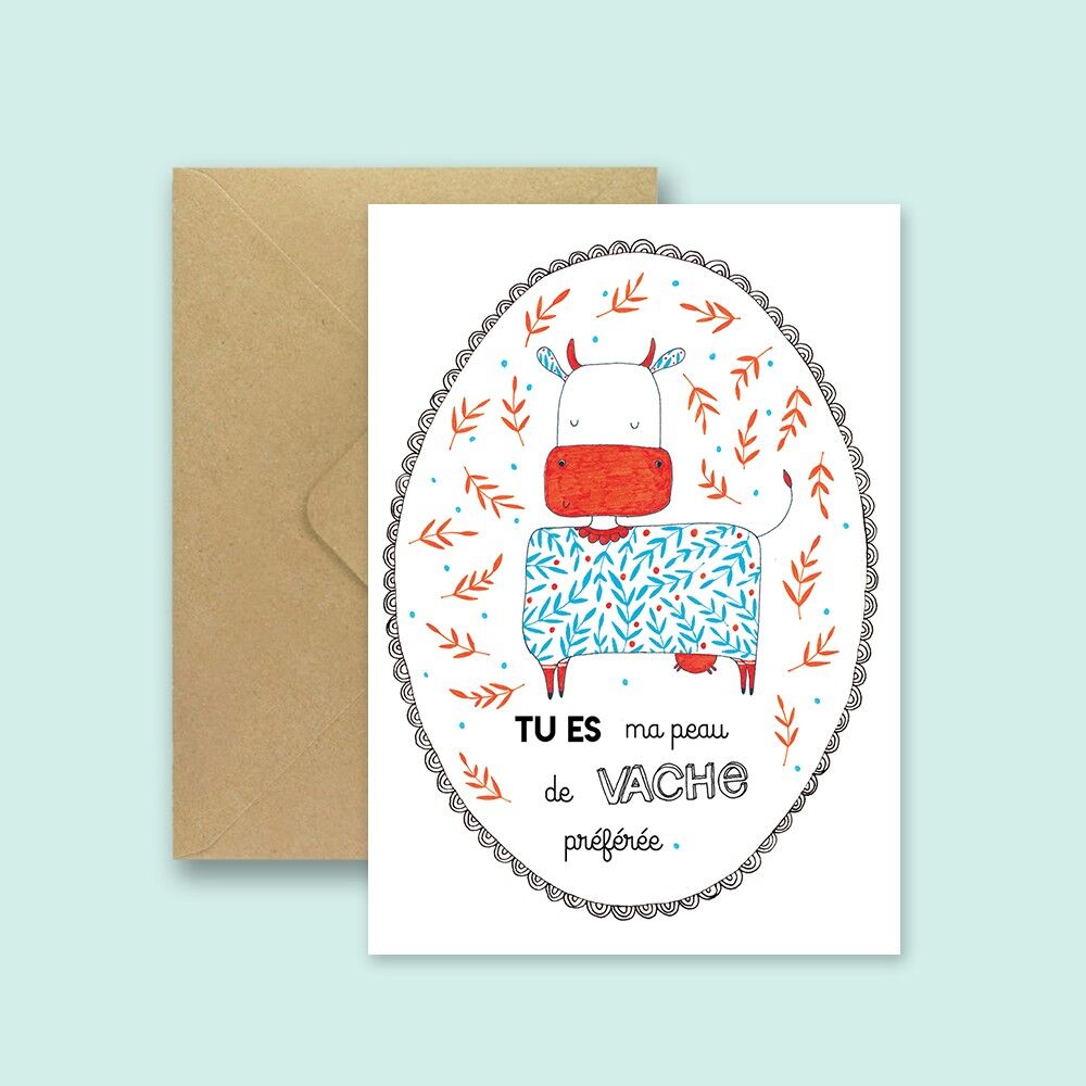 Cartolina Pelle Bovina - con busta riciclata e busta trasparente biodegradabile