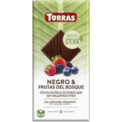 TORRAS, Batch Barretta Di Cioccolato Fondente Stevia Frutti Di Bosco