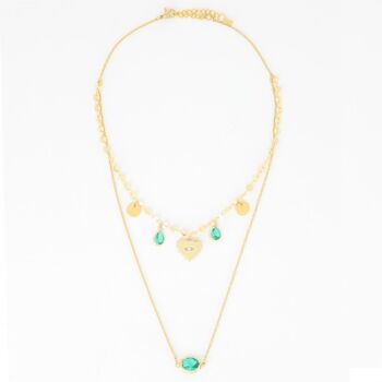 Collier As de Coeur Turquoise Doré