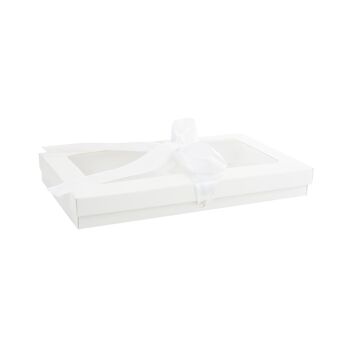 Lot de 12 Boîtes Kraft Blanches avec Couvercle Transparent et Ruban Blanc 1