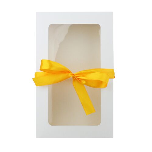 Pack of 12 White Kraft Box with Clear Lid and Yellow Ribbon