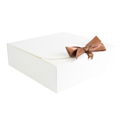 Pack of 12 White Kraft Box with Dark Brown Bow Ribbon