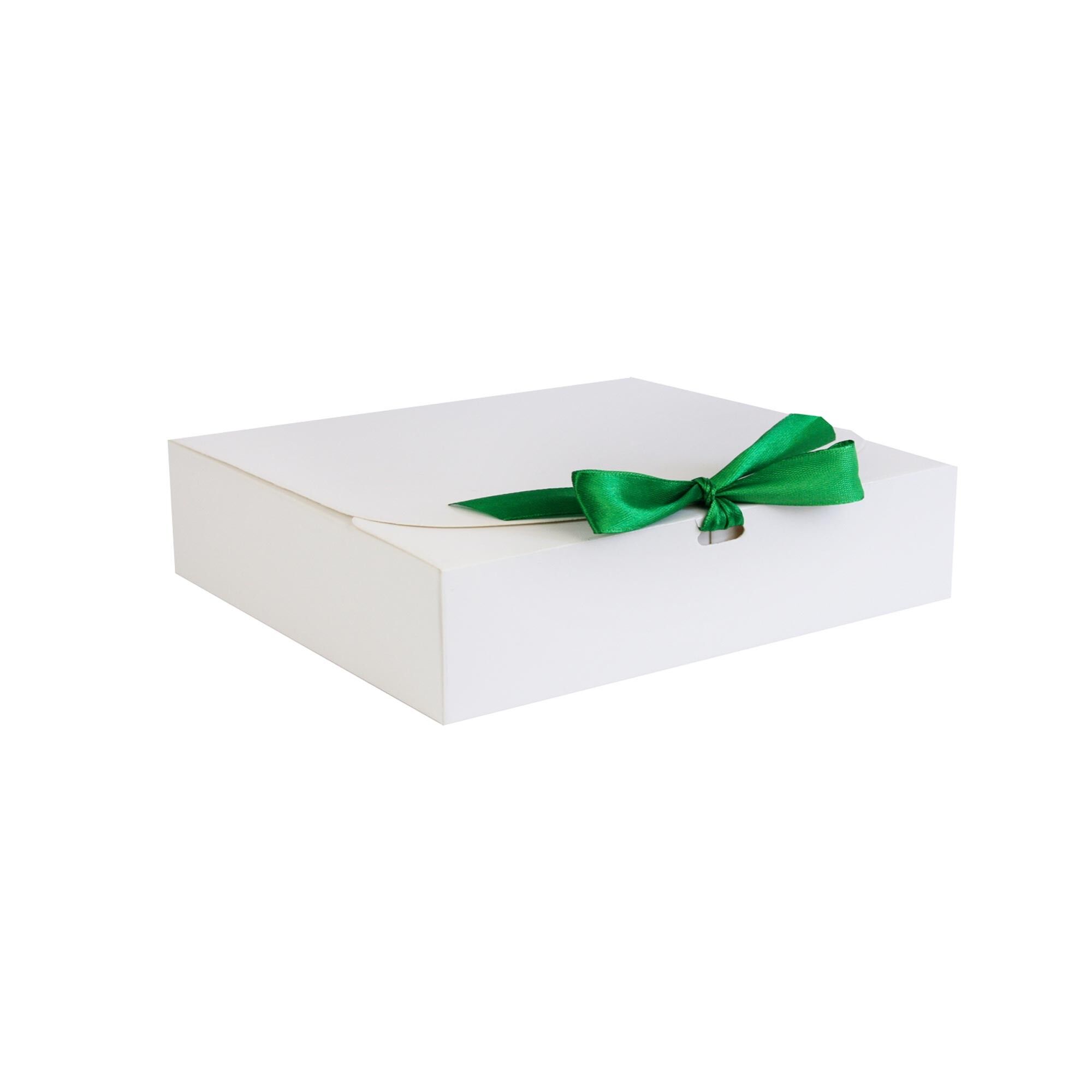 Confezione da 12 scatole Kraft bianche con nastro verde