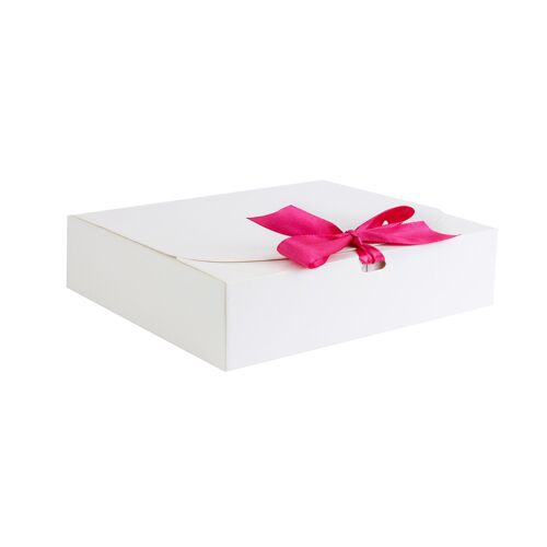 Pack of 12 White Kraft Box with Hot Pink Bow Ribbon