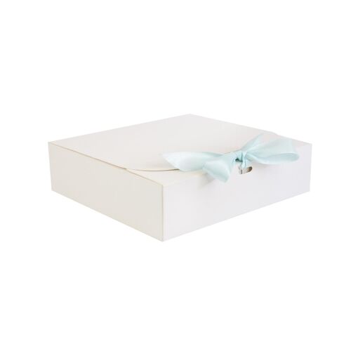Pack of 12 White Kraft Box with Light Blue Bow Ribbon