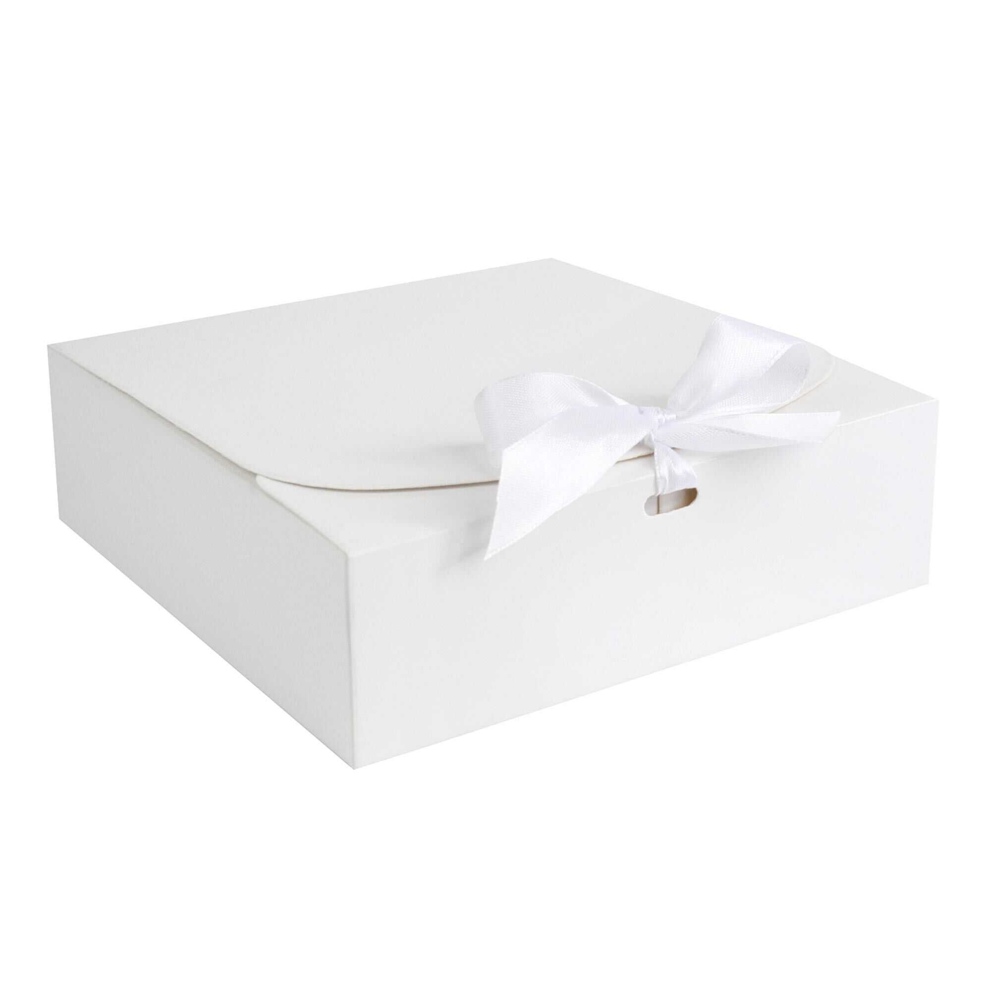 Confezione da 12 scatole Kraft bianche con nastro bianco