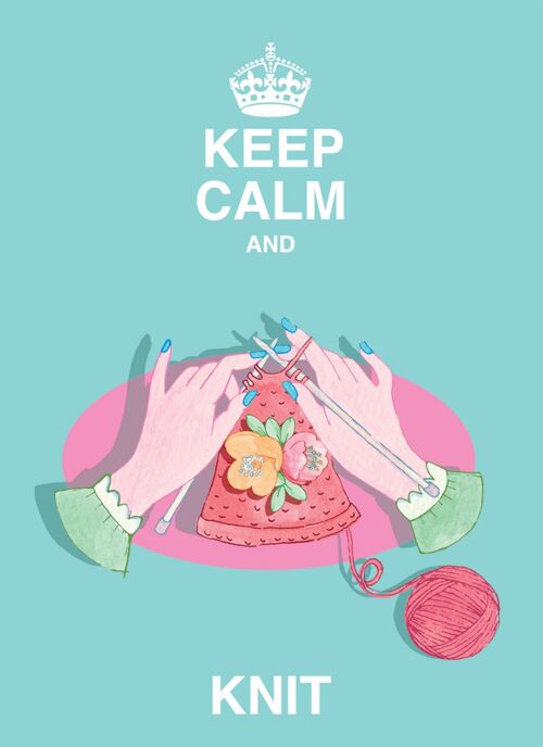 Keep Calm and Knit Greeting Card