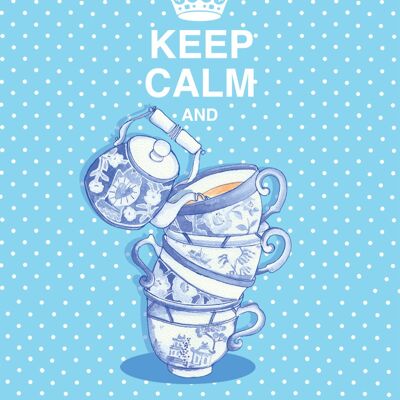 Mantenga la calma y beba té Tarjetas de felicitación