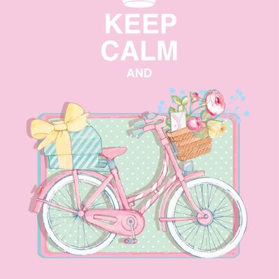 Carte de vœux Keep Calm and Cycle (Rose)